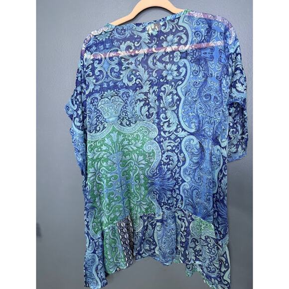 Giacomo Cirque Swimsuit Coverup Women's One Size Blue Ombre Paisley Sheer Cute - Picture 2 of 7